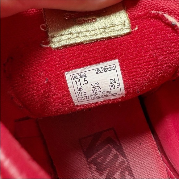 Vans Sk8 Hi Red & Gold Tongue Leather Shoes - Picture 7 of 9